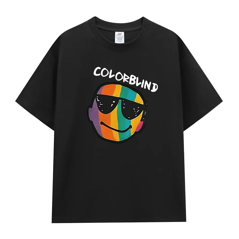 

Летняя футболка Rainbow Smiley с коротким рукавом 2024 модный бренд хлопок короткий рукав Топ