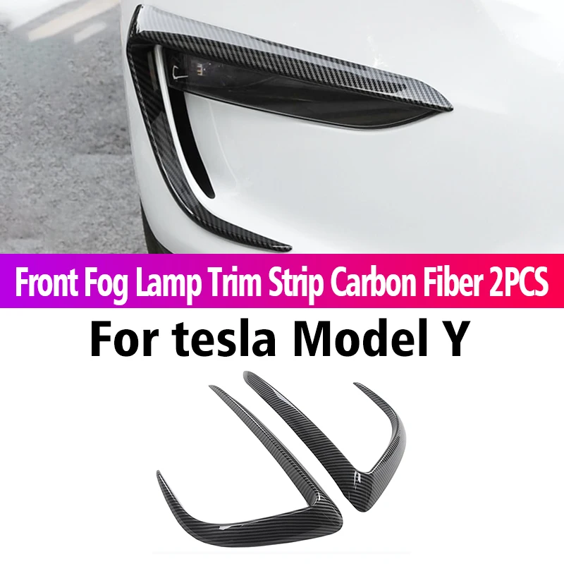 cute car decals For Tesla 2016-2022 Model 3 Model Y Car Carbon Front Fog Lamp Spoiler Wind Knife Protective Cover Sticker Decoration Accessories funny truck stickers Car Stickers