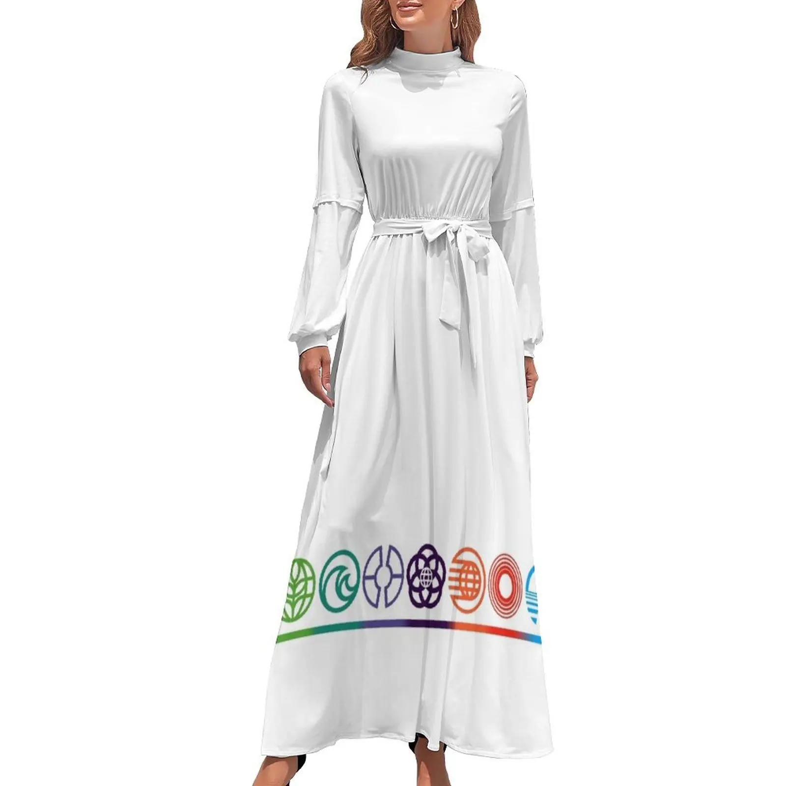 thumbnail image 1 of Logotipos del pabellón mundial Retro Future del EPCOT Center Vestido largo Trajes de playa para mujeres Vestido de verano diario, 1 of 5