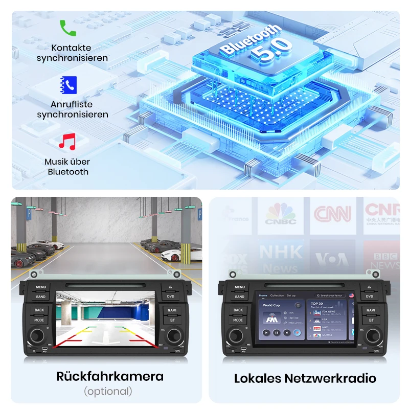 Radio para coche Junsun de 7 pulgadas con sistema Android para BMW E46 M3 318 320 325 330 335 1998-2006, inalámbrico para Apple CarPlay, pantalla IPS, reproductor multimedia estéreo, sistema inteligente para automóvil, 2 Din, autoradio, unidad principal, BT, 4G, WIFI, 8 núcleos, FM, AM, DSP, RDS, SWC, DAB+ 5