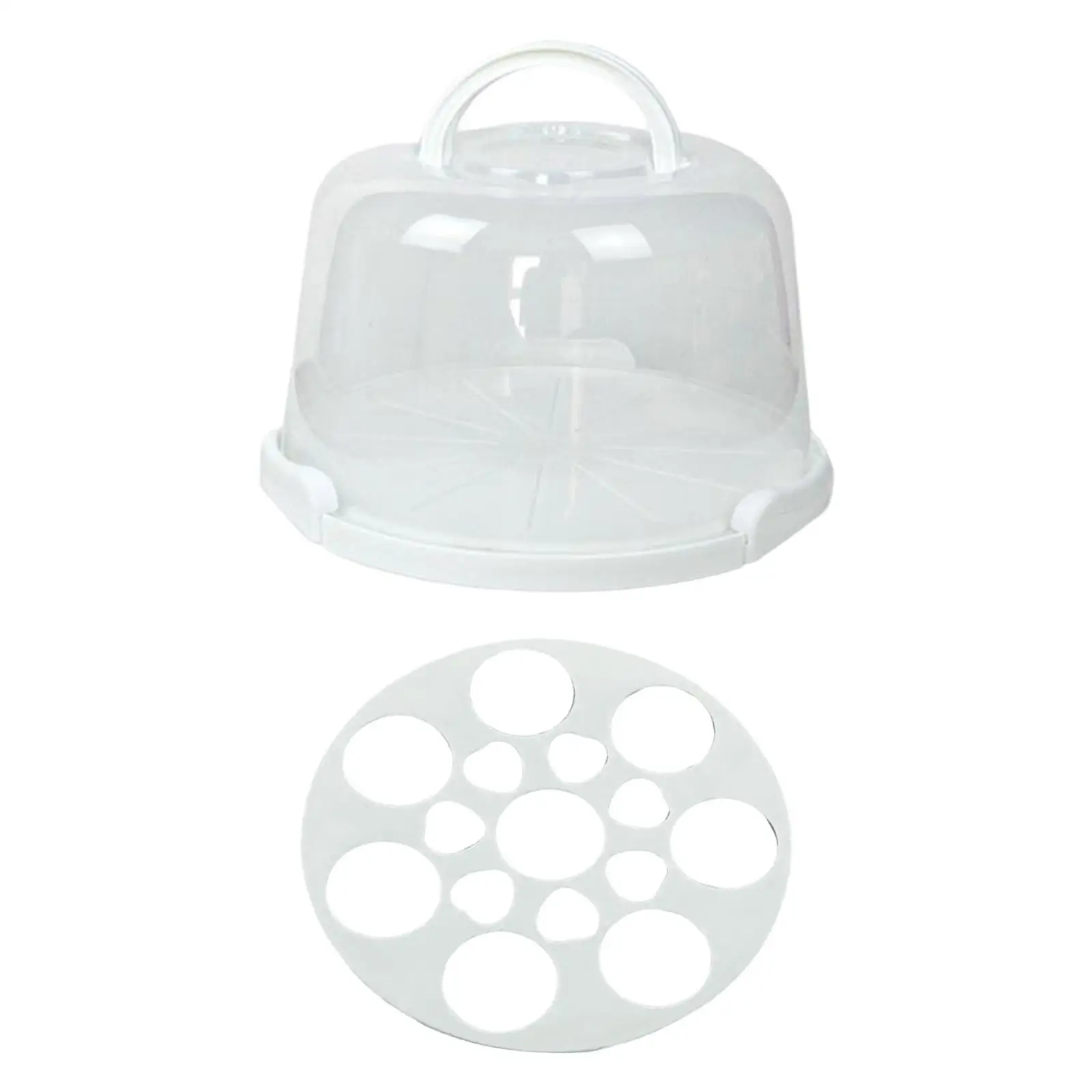 Cake Carrier with Lid and Handle Dustproof Round Cake Cover Portable Cake Box for Doughnuts Camping Desserts Cookies Dishes 4