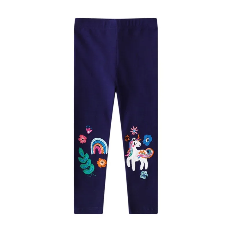 Pantalones de malla con bordado de unicornio para niñas pequeñas, pantalones ajustados de longitud completa, ropa para niños pequeños, Venta caliente