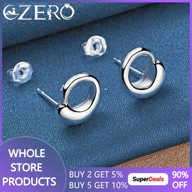 

ALIZERO 925 Sterling Silver Round Water Drop Stud Earrings For Women Charm Jewelry Fashion Party Accessories Wedding Gift