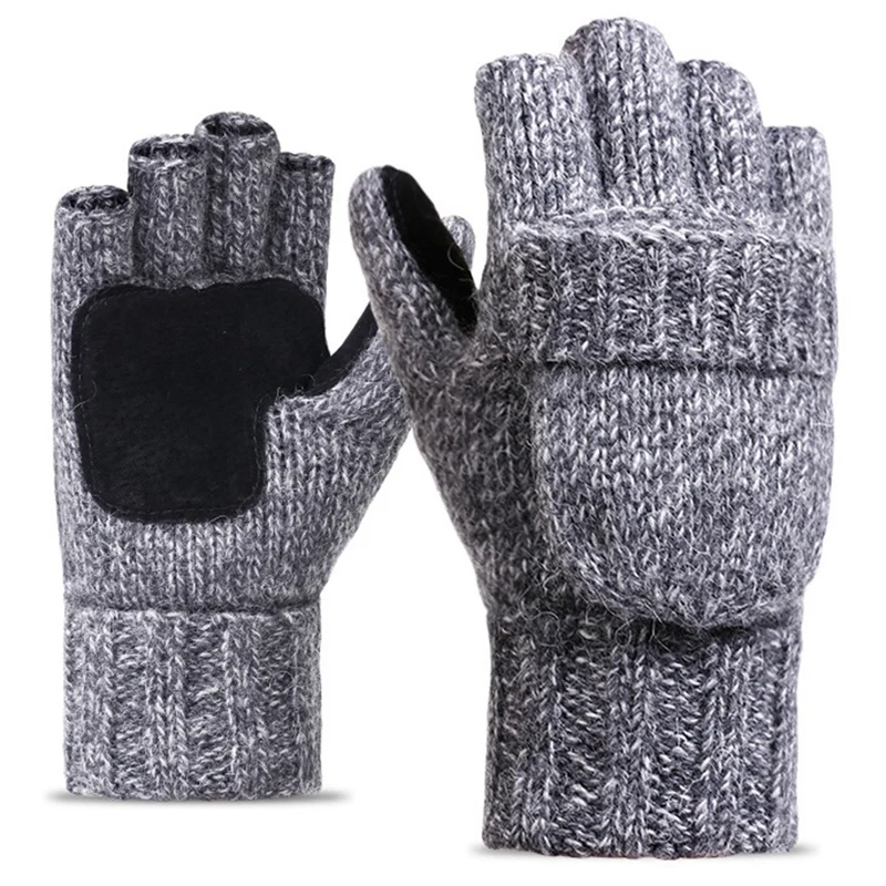 

Winter Knitted Convertible Fingerless Gloves Wool Mittens Warm Mitten Glove For Women And Men