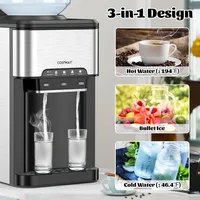 COSTWAY Water Dispenser with Ice Maker, 3-in-1 Countertop Hot/Cold Dispenser with Ice Machine, 2 Ways to Add Water, Child Safety 2