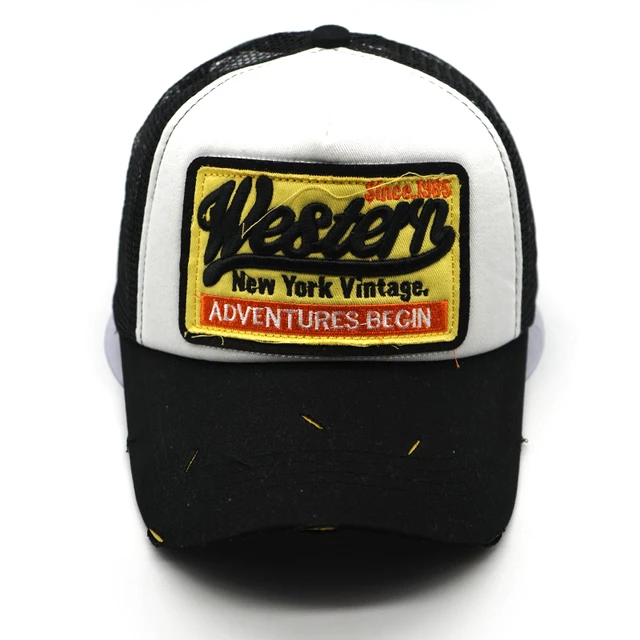 Vintage Distressed Trucker Hat  Embroidered Logo Baseball Caps