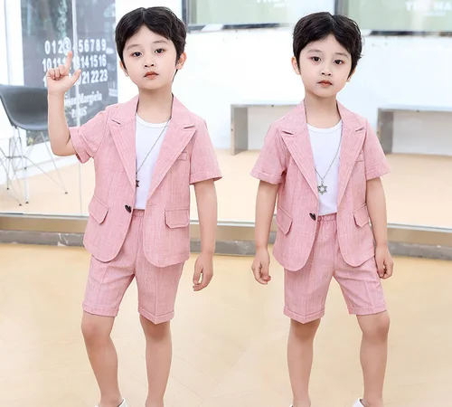 소년 여름 정장 키즈 재킷 반바지, 사진 정장, 어린이 생일 졸업 세트, 아기 결혼식 공연 파티 드레스, 2 개 5