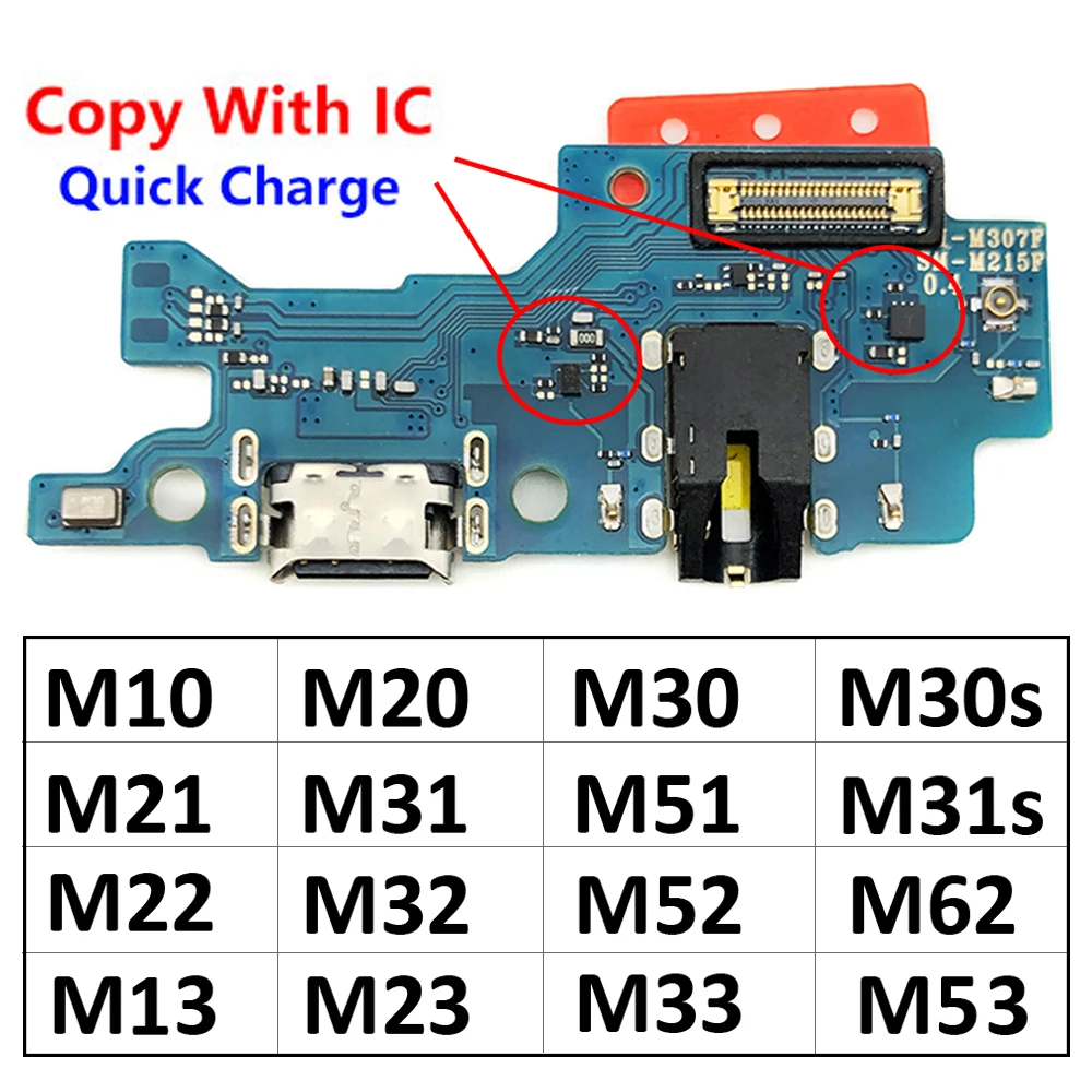 

USB Charge Connector Charging Board Port Flex Cable For Samsung M10 M20 M30 M40 M31s M21 M31 M51 M32 M52 M62 M13 M23 M33 M53 5G