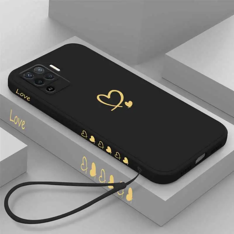 Love Heart Liquid Lanyard Silicone Phone Case