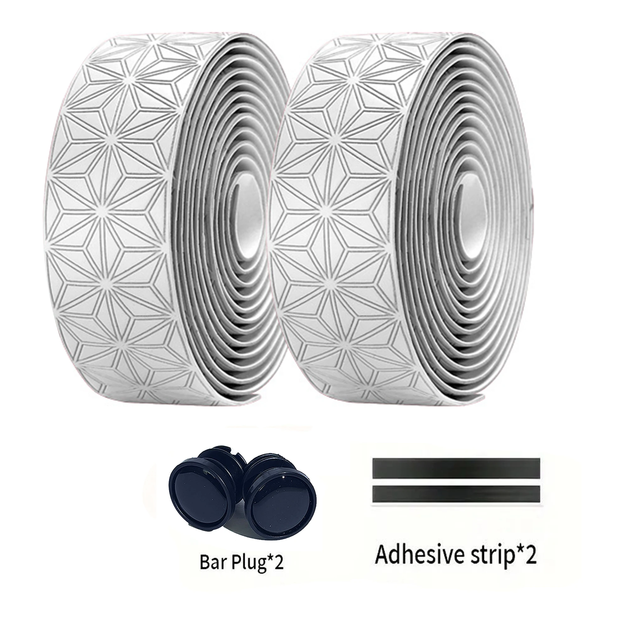 Pair of Anti-Slip Shock-Absorbing Road Bike Handlebar Tape with Bar End Plugs