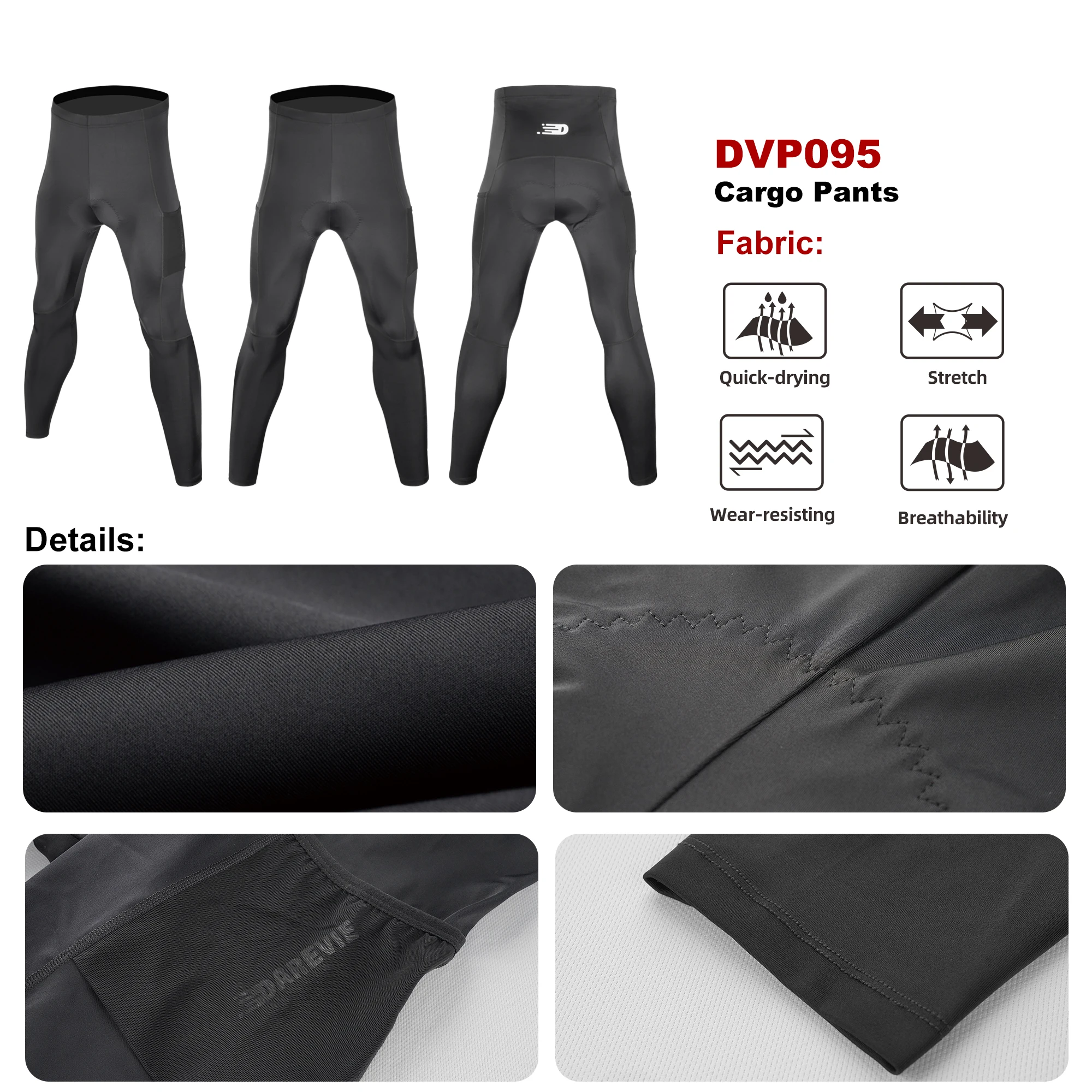 DAREVIE Cycling Long Pants With Pockets 2025 Summer Cycling Pants Quickly-Dry Breathable Outdoor Wear Men's Cycling Clothing 3