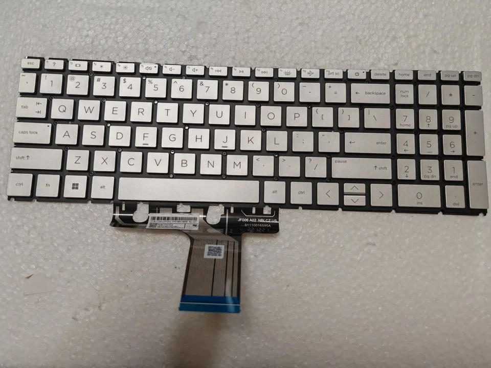 Tastiera Full Size Retroilluminata Argento Per HP Pavilion 15-eh0000 (QWERTY USA)