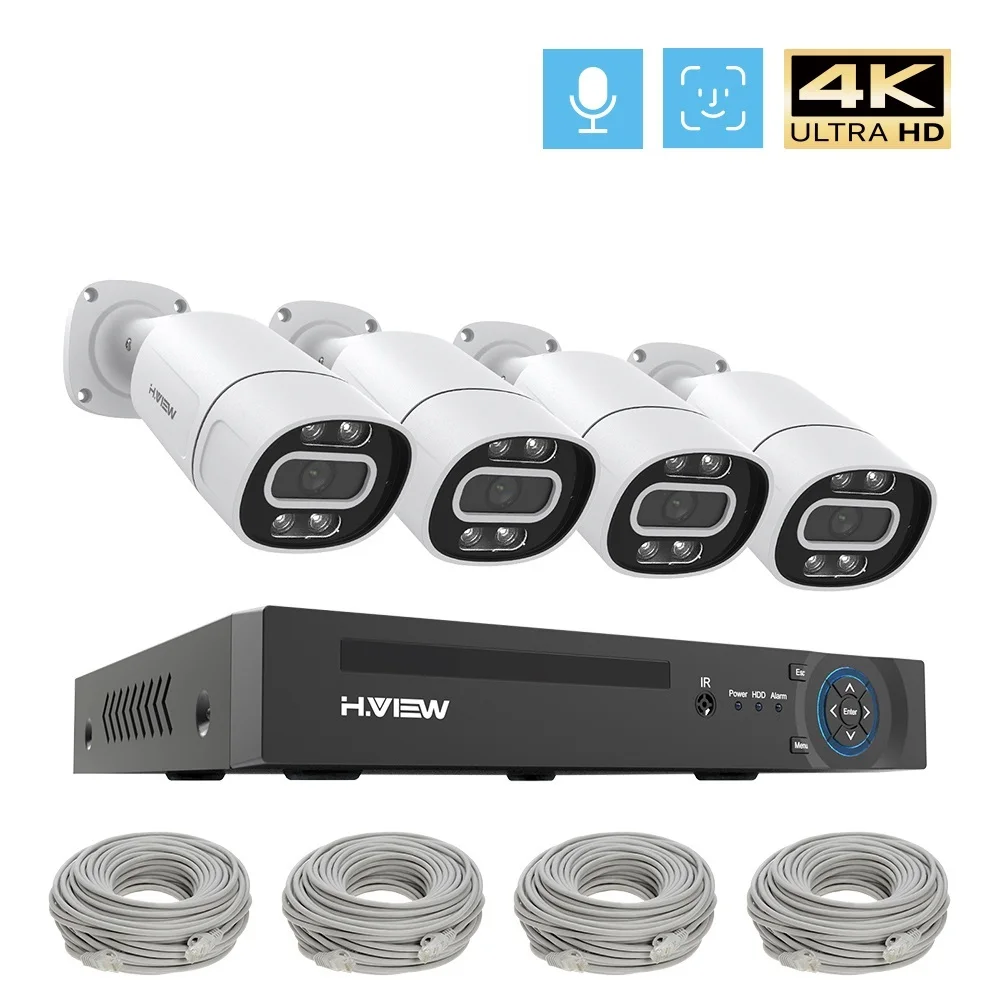 8Ch 5Mp 8Mp 4K Cctv Security Surveillance Camera Systems Home Video Kit Ai Audio Outdoor Ip Camera Poe xmeye app Nvr