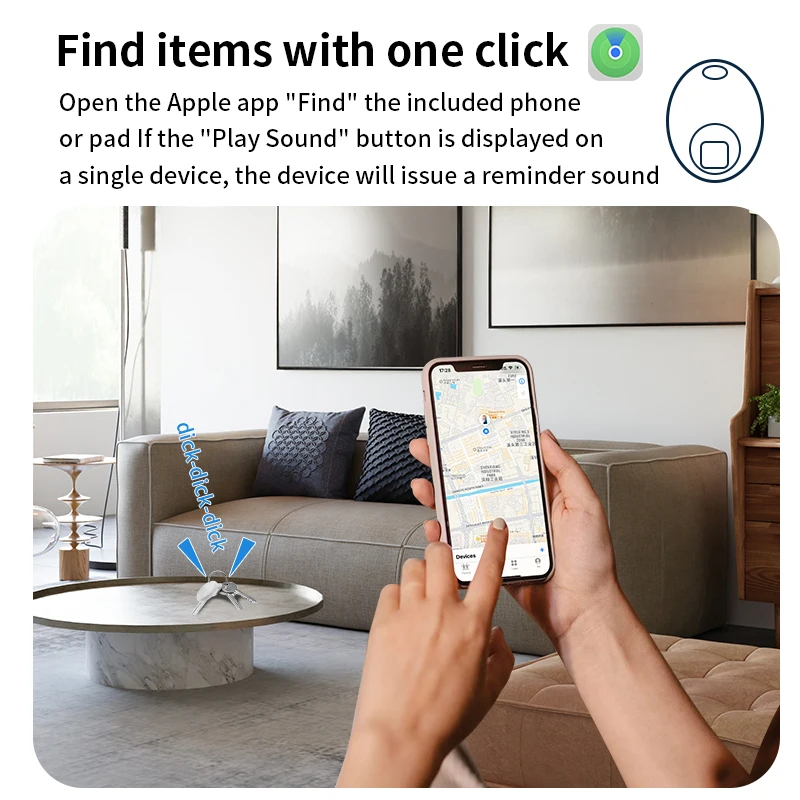 GPS Loss Prevention Device Compatible with iOS Find My APP Smart Tag Anti-Lost Reminder For Kids Pets Wallets Keys Item Finder