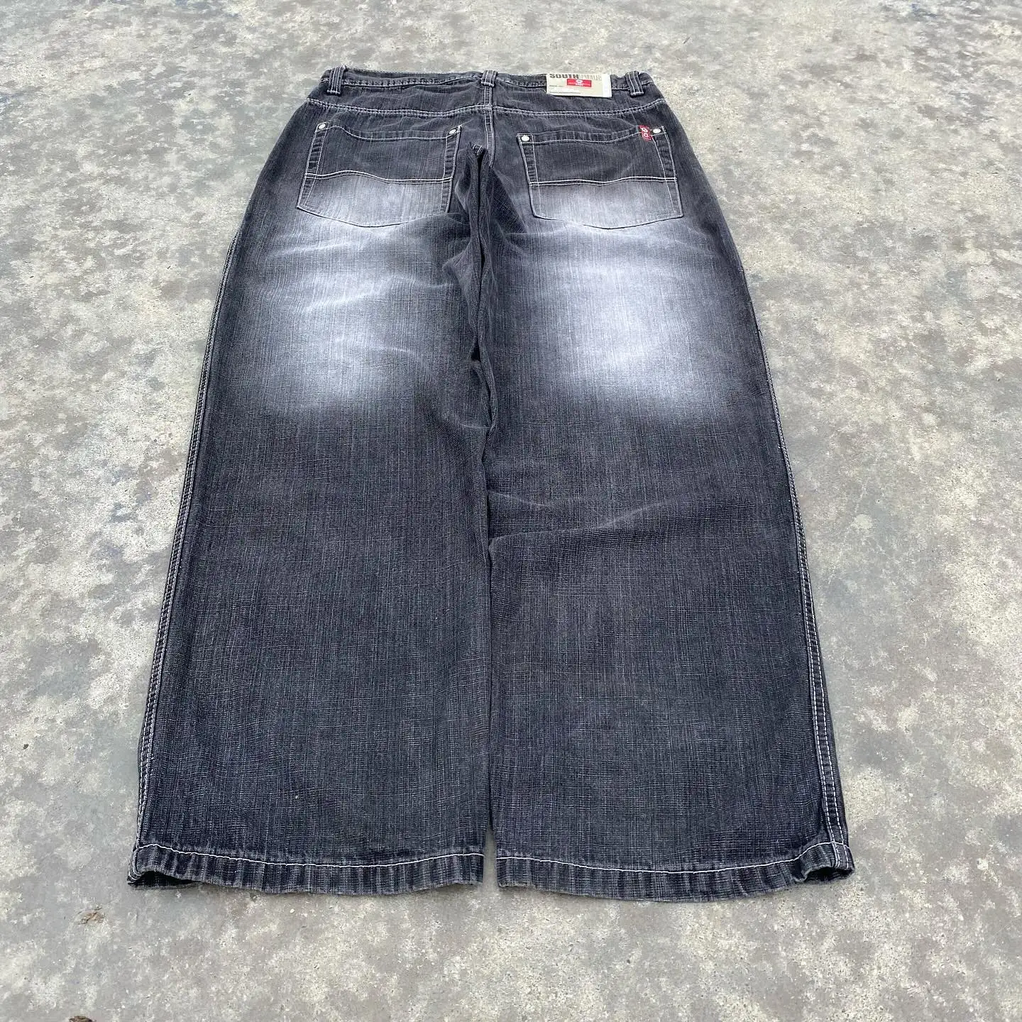 SOUTHPOLE Street wear women's jeans Y2K new Harajuku hip-hop black pants washed and ground white baggy jeans Gothic wide pants 3