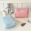Cute Bow Cotton Makeup Bag Women Zipper Cosmetic Organizer Female Cloth Box Shape Portable Toiletry Case for Girls 5