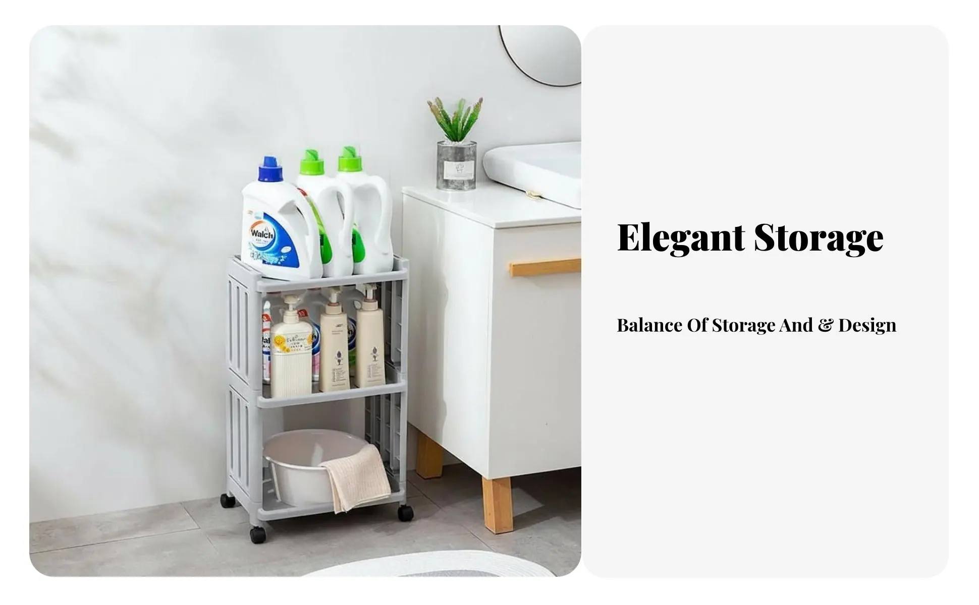 Slim Rolling Trolley Space-Saving Slim Rolling Storage Trolley Multi-Functional Adjustable Tiers for Homeowners, Renters