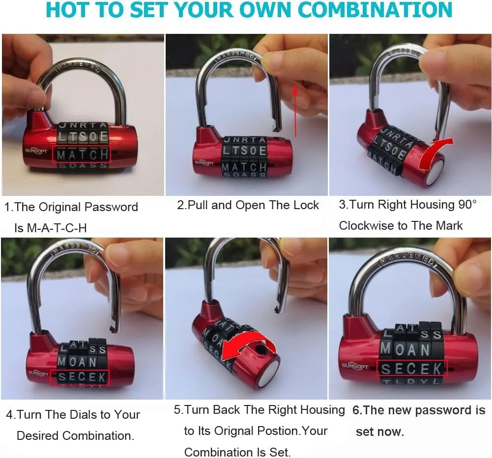 Secure Combination Padlock for Gym, School, Fence, Toolbox, and Storage