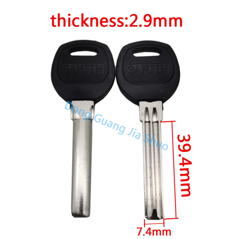 50pcs JS B215 Rubber handle key blank anti-theft door lock key blank straight edge half-crescent