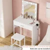 Vanity Makeup Desk with Mirror and Lights, Vanity Table and Chair Set, Brightness Adjustable, Small Dressers for Girls' Bedroom 5