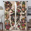 New School Tattoo Shades Curtains for Living Room Curtain for Room 2 Panel Home Interior Curtains Halloween Decoration Partition 1