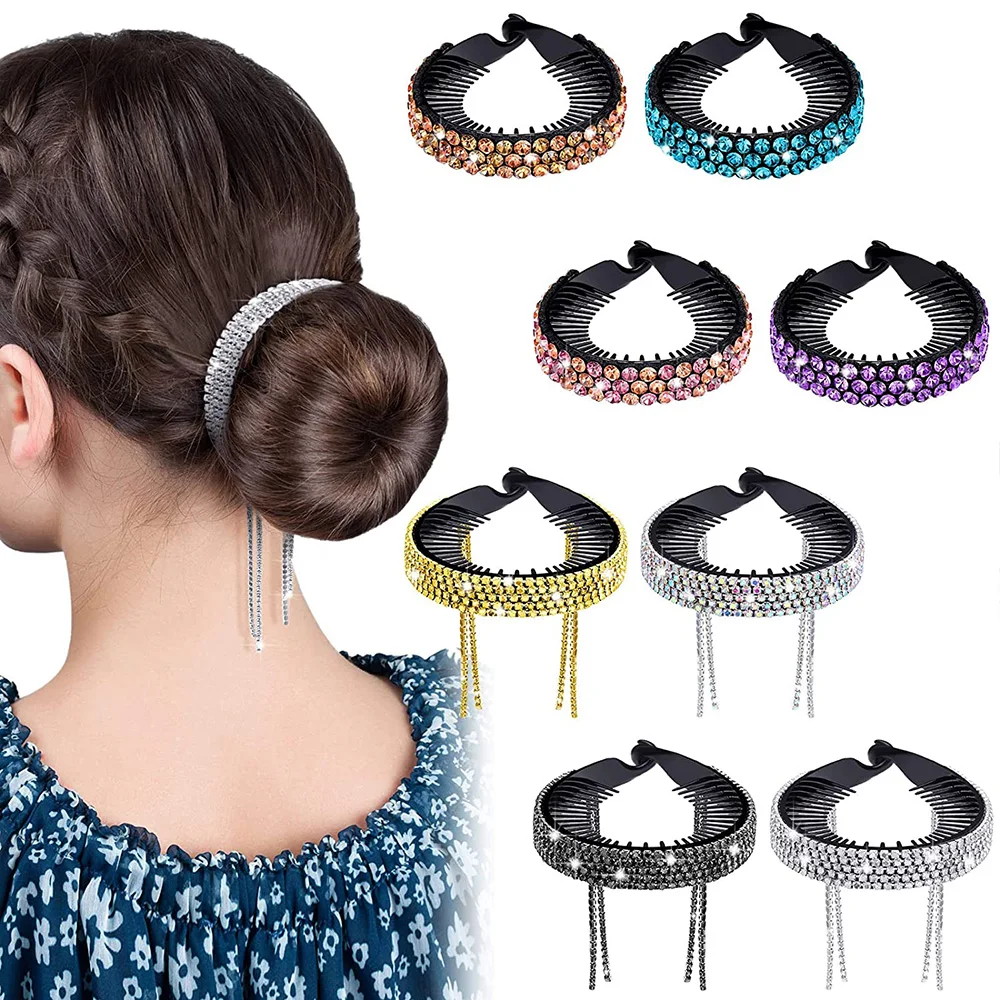 

New Glitter Rhinestones Hair Claw Clip For Women Meatball Head Fixed Hair Styling Tools Hairpin Accessories Hair Ornaments