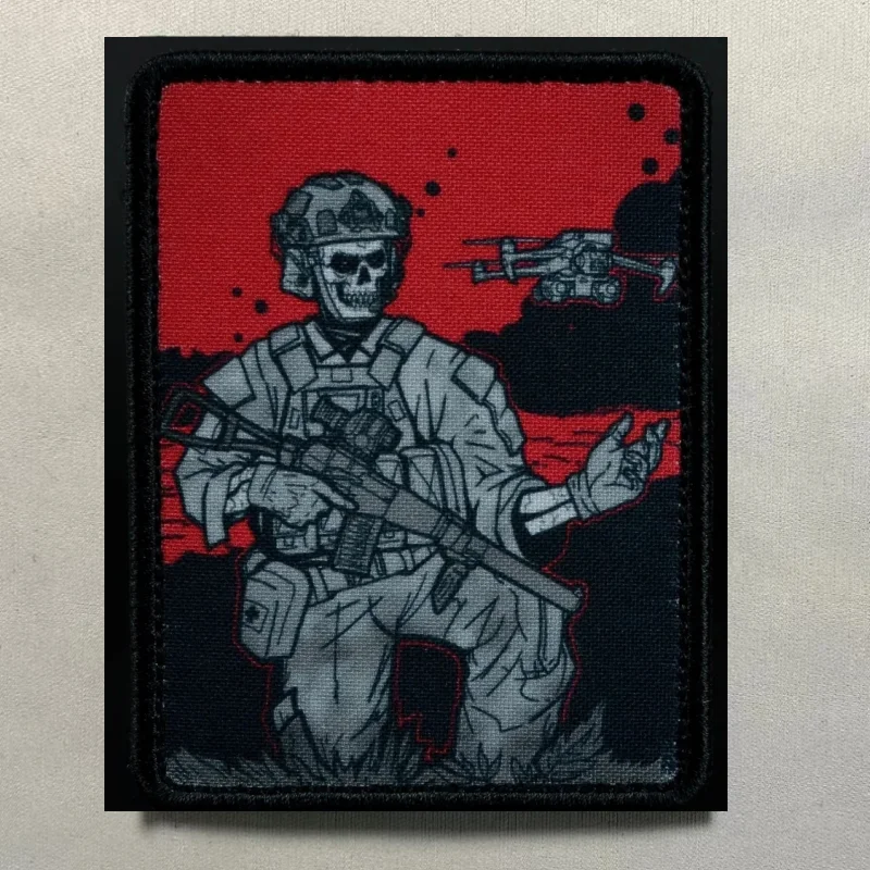 �Attackers“ Soldaten und Drohnen Moral Taktische Aufnäher Kleidung Bedruckter Klettverschluss-Aufnäher Militärabzeichen Armband Rucksackaufkleber – Detail 2