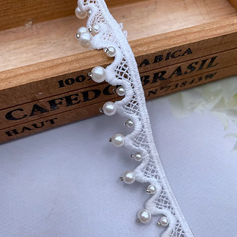 blue dress for baby girl Monica – Beautiful Beaded Edge Pearl and Crystal Trim Bridal Veil, Ivory main image 1