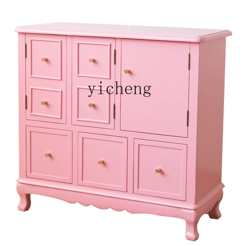 

Zc Solid Wood Chest of Drawers Living Room Five Bucket Storage Cabinet Home Bedroom Wall Drawer Locker