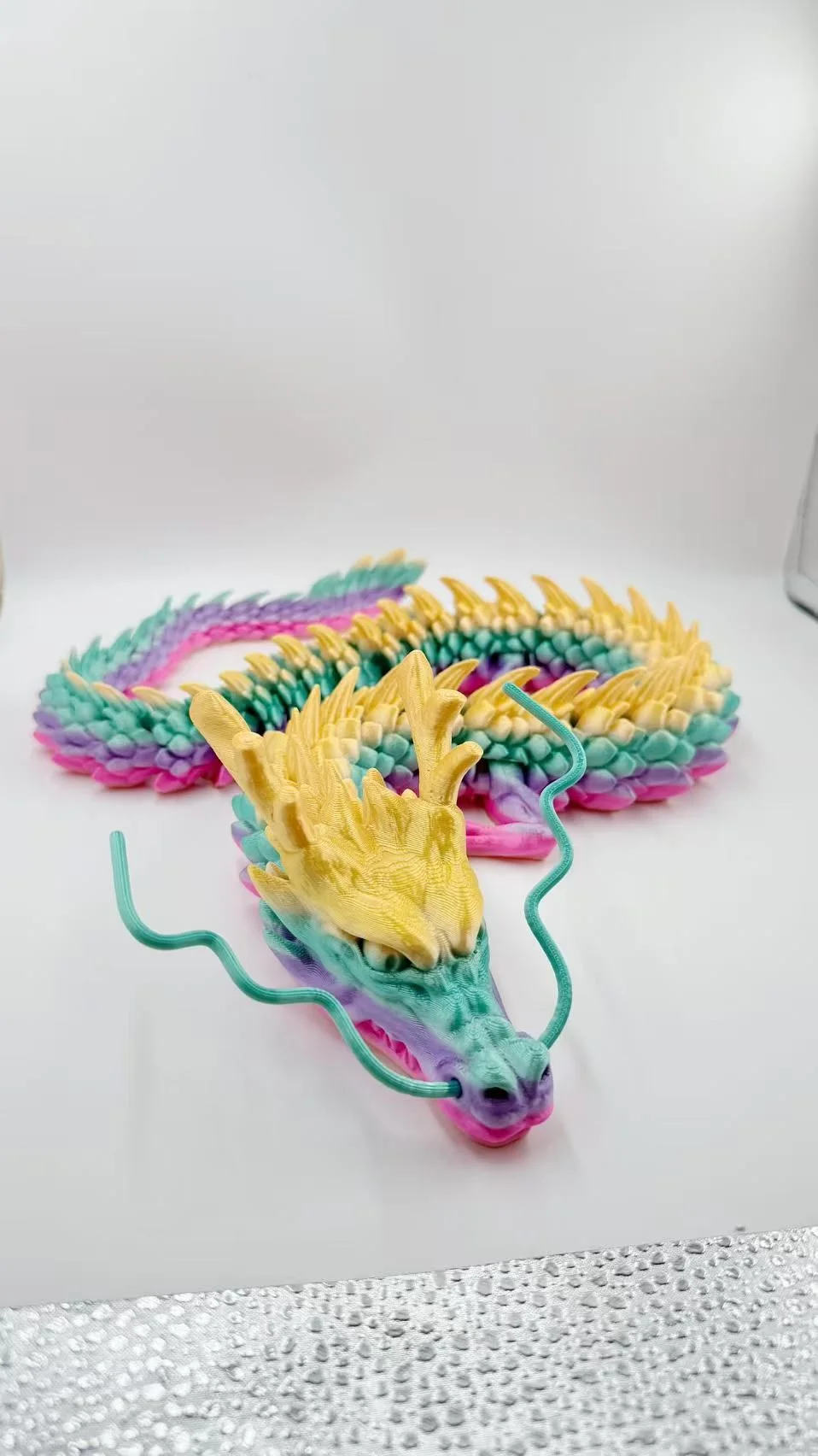 새로운 3D 프린트 중국 용 조각상, 90CM 거대 용 관절 가동 창의적 장난감, 검정과 금색 조각상 선물