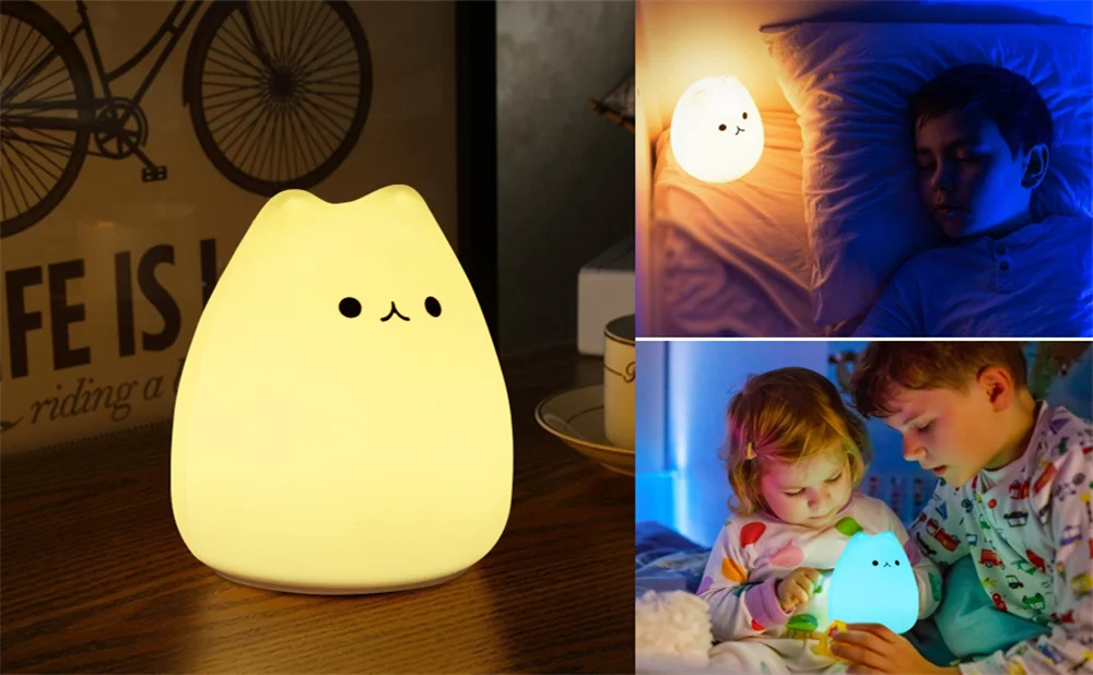 Mädchen Schlafzimmer Kitty Nachtlicht süße Katze Lampe Geburtstagsgeschenk Kinder Baby Kleinkind Teen Silikon Kawaii Nachtlicht Kinderzimmer Zimmer Dekor_voghion.com