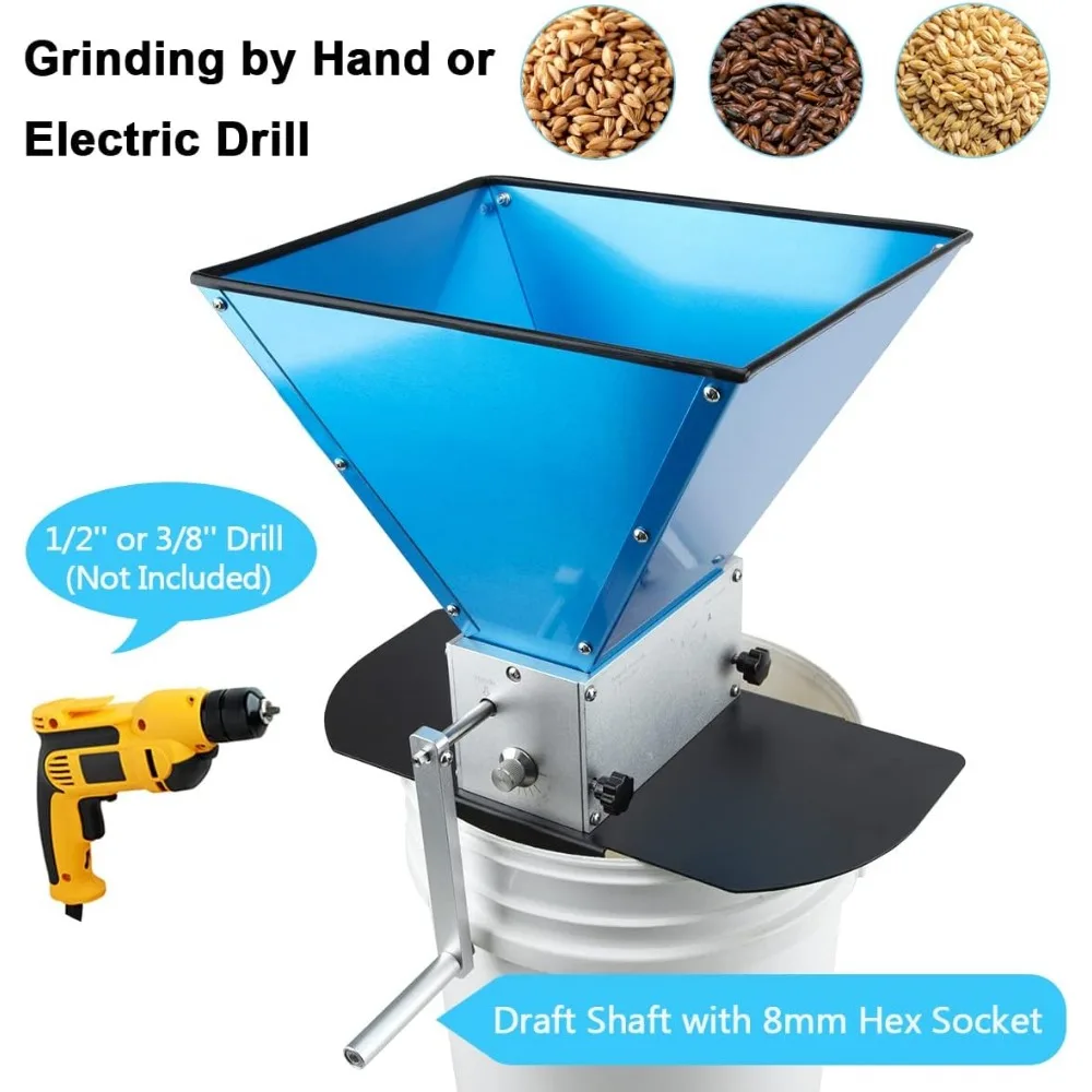 grain mill pro with 3 rollers 13lb hopper and steel metal base, brewing for grain malt barley, malt mill for homebrew beer, grai