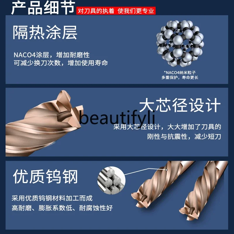 55 Degree Round Nose Milling Tungsten Steel Round Nose Bullnose Knife Coated R Angle Knife Extended Alloy End Milling 4 Edges