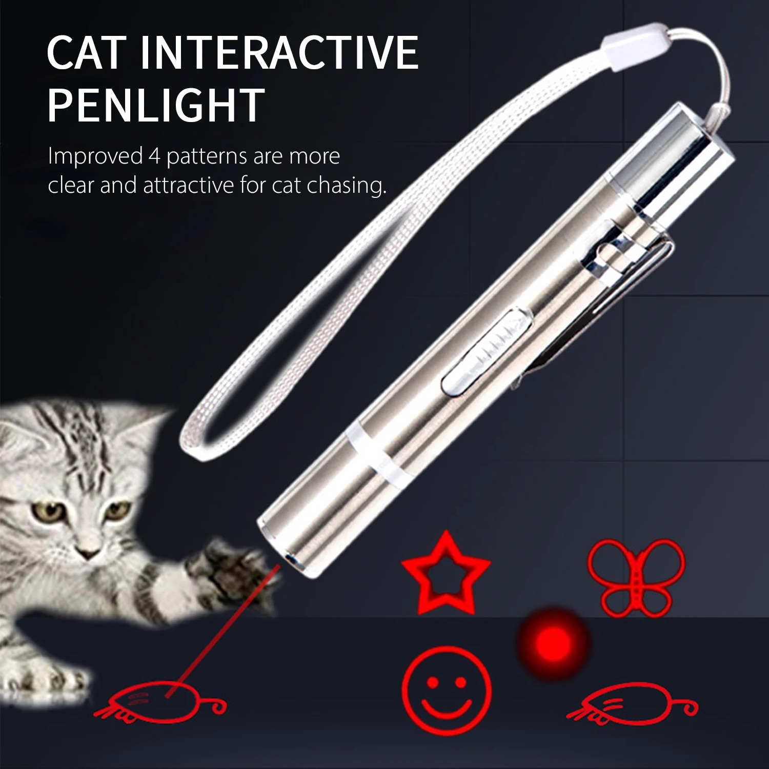 Cat Toy Interactive Penlight for Indoor Cats Dog Chaser Toys Small Light Wand Toy for Pets Playing Training Exercise Entertain