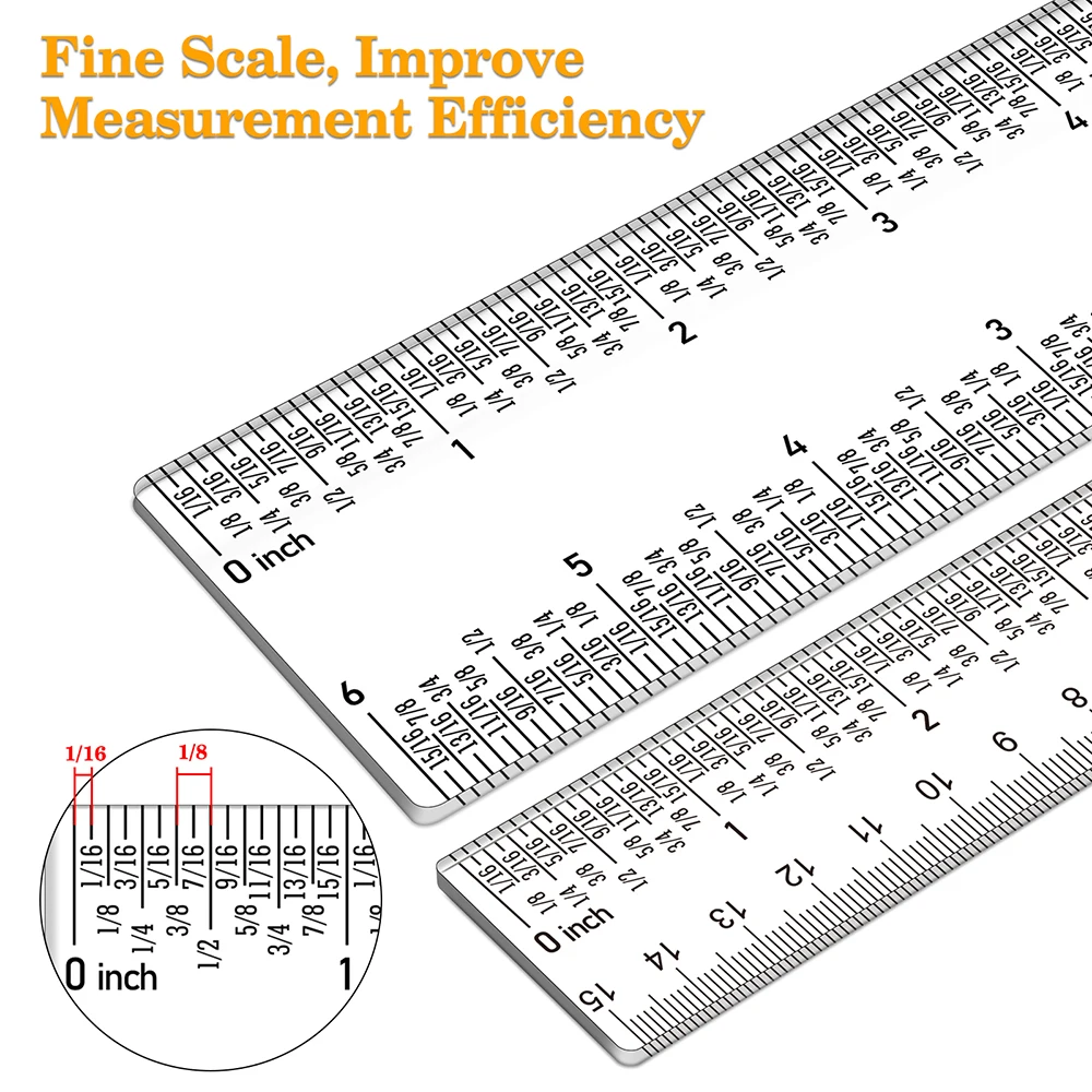 Marked Measurement Rulers - Eighths - 6 rulers