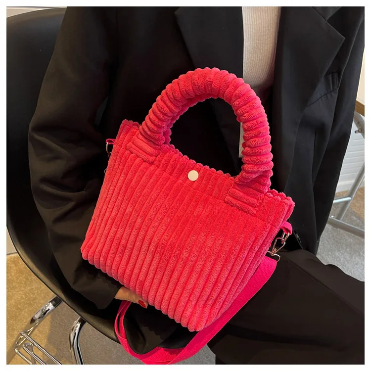 

Women Corduroy Handbag Female Striped Cloth Fabric Shoulder Messenger Bag Eco Crossbody Bag Cotton Cloth Shopper Tote For Girl