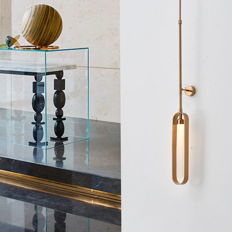 크리 에이 티브 LED 벽 조명 높이 조절 거실 침실 식당 Sconce 골드 금속 흰색 아크릴