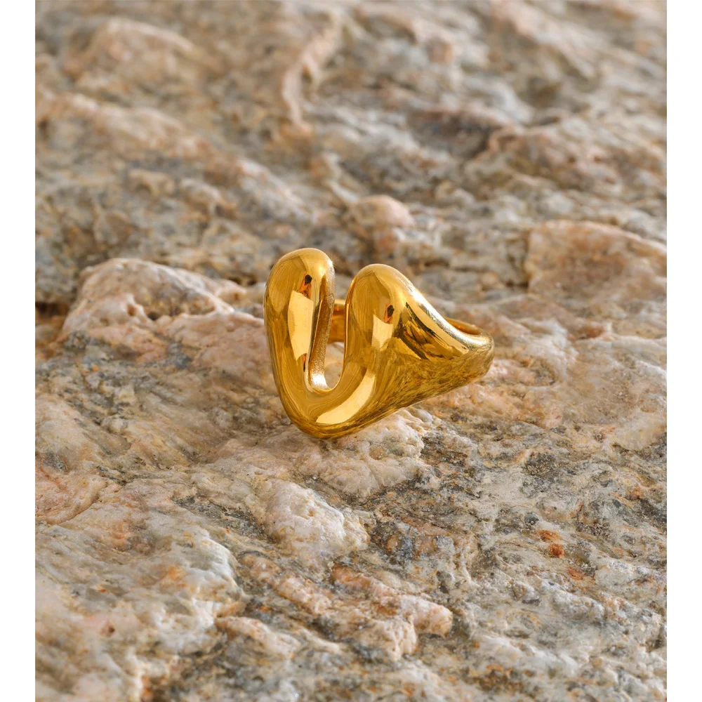 Yhpup U-Shape Casting Ring 18K Golden Plated