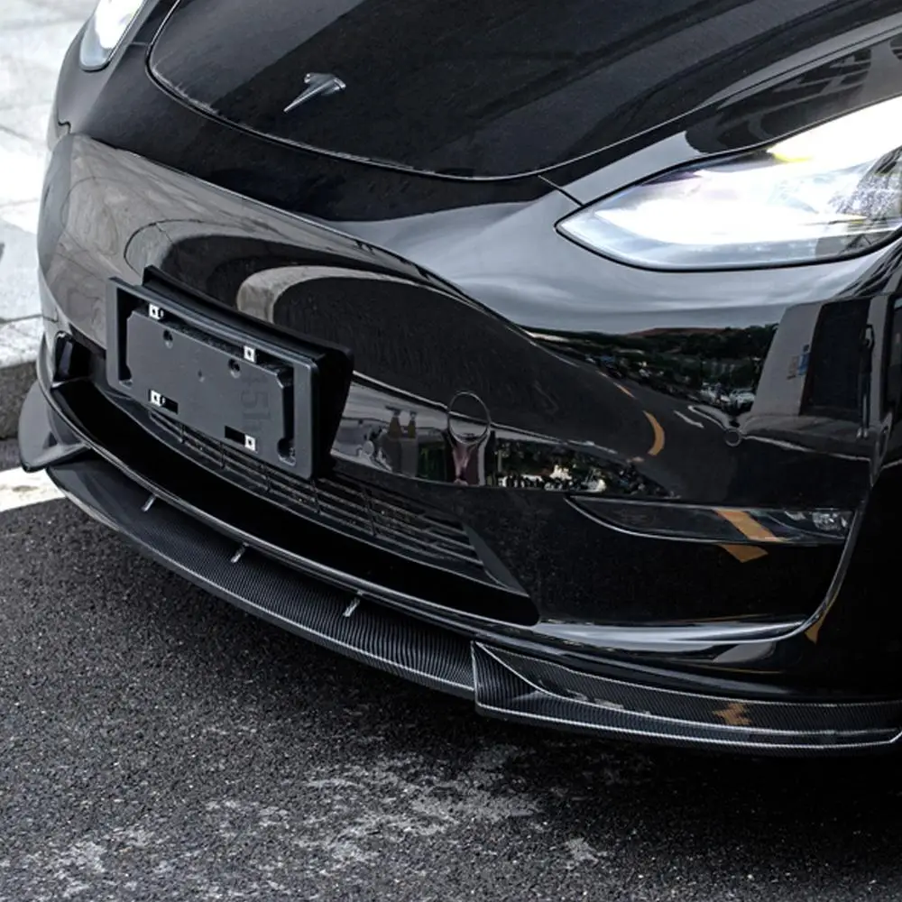 Front Bumper Lip Chin Diffuser Body Kit Spoiler Deflector Tuning Accessories For Tesla Model 3 Y + bumper separator,car bumper hook cover