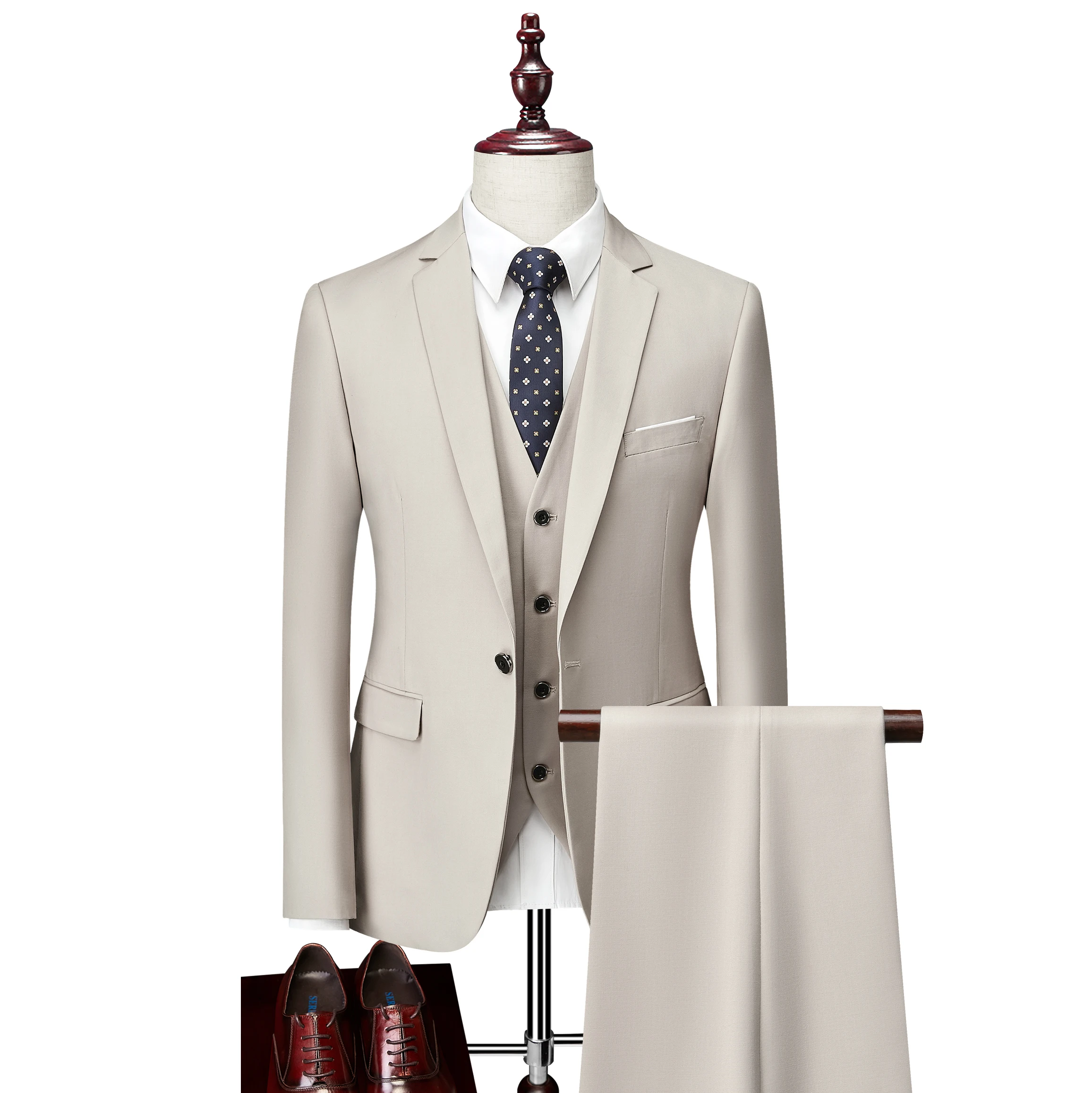 Classic Men Single-button Suit 2022 High Quality Custom Business Suit Three Piece Slim Large Size Men Groom Wedding Dress Tuxedo