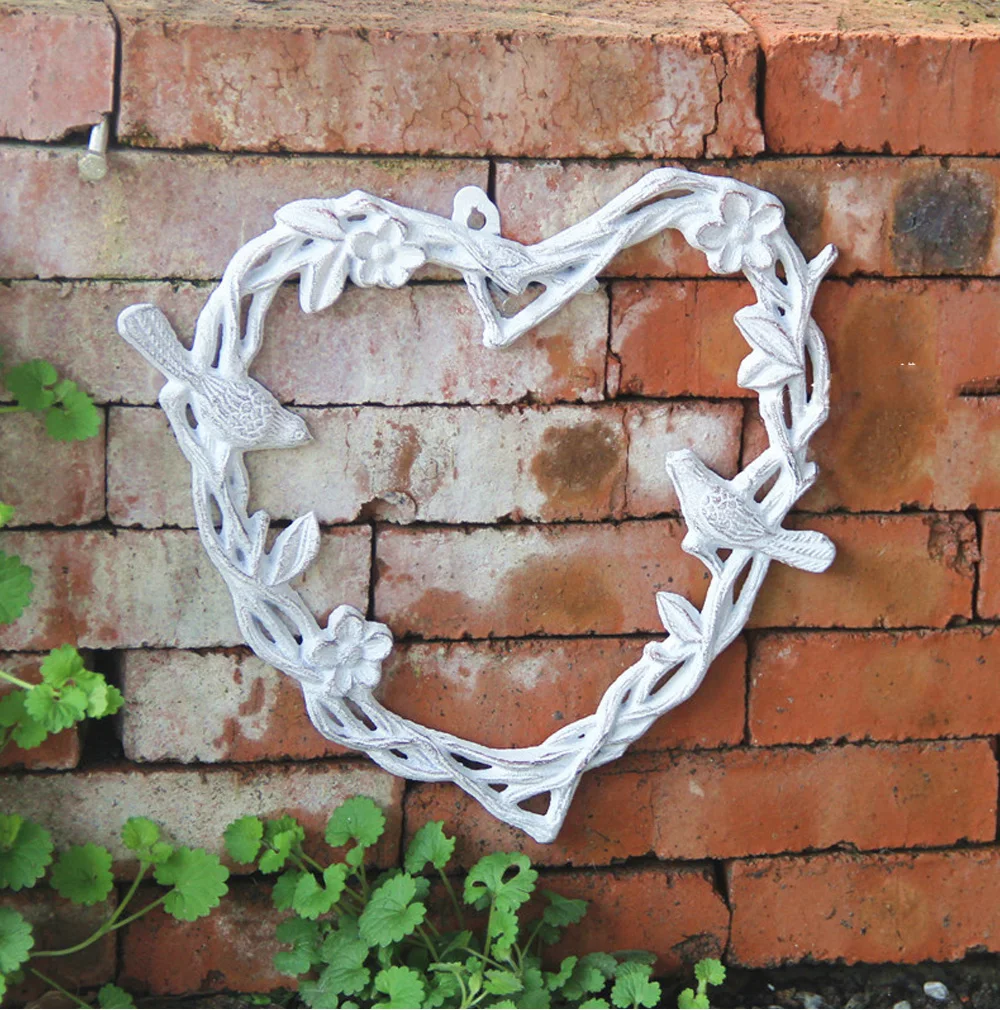 

Cast Iron Love Heart Vintage White Home Garden Hanging Decoration