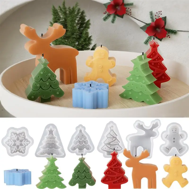 Stampi Candele Natale Stampo Silicone 3D Babbo Natale Per Candele Fai