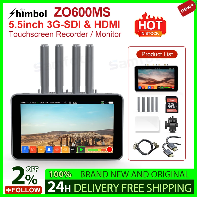 Shimbol ZO600MS 5.5" 1080p60 Wireless 3G-SDI & HDMI Touchscreen Recorder/Monitor