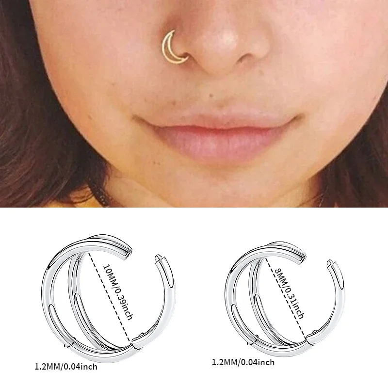 1PC Surgical Steel Nose Rings Septum Hoop Three Layers Nostril Piercing Jewelry 16G Tragus Cartilage Helix Earring For Women Men nose rings piercing jewelry body piercing earrings ear piercing jewelry metal jewelry body piercing jewelry body jewelry