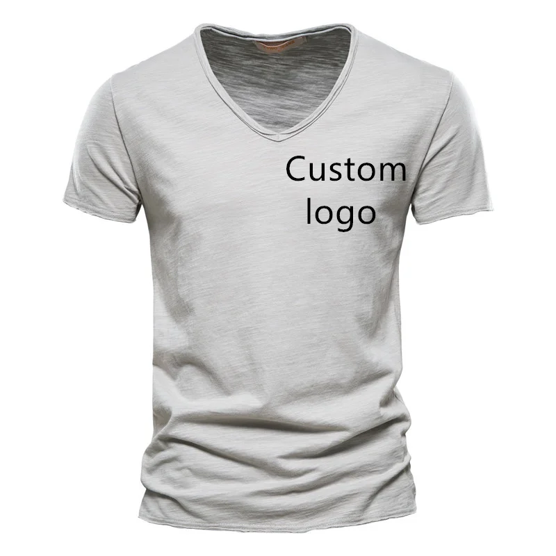 

Custom logo New Men's T-Shirts 100% Cotton Top Quality Brand Men's Short Sleeve personalise custom made Men's T-Shirt