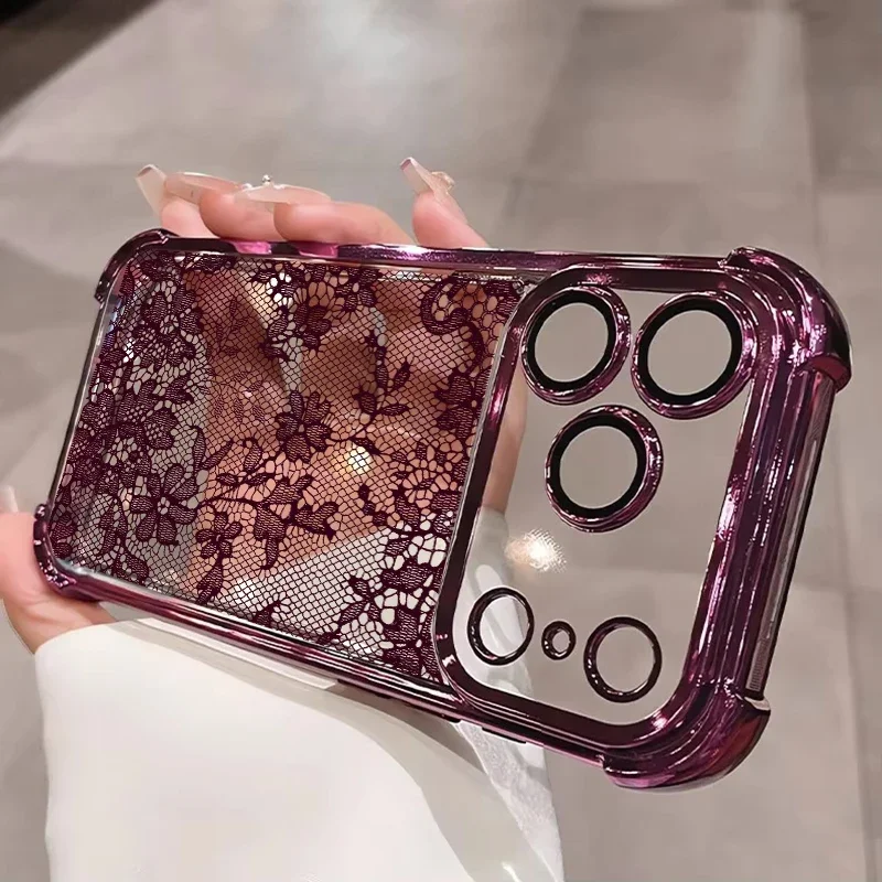 Elegant Wine Red Black Lace Phone Case