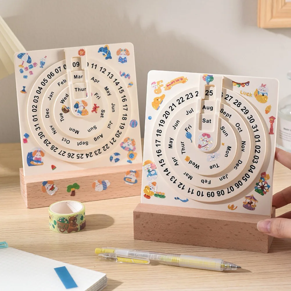 Minimalist Desk Calendar Turntable Perpetual Calendar Office Desktop Ornament Perpetual Rotating Calendarss Office Supplies