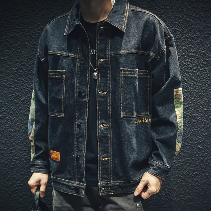 

Мужская джинсовая куртка с капюшоном, Повседневная Свободная джинсовая куртка в стиле хип-хоп, верхняя одежда, A32,