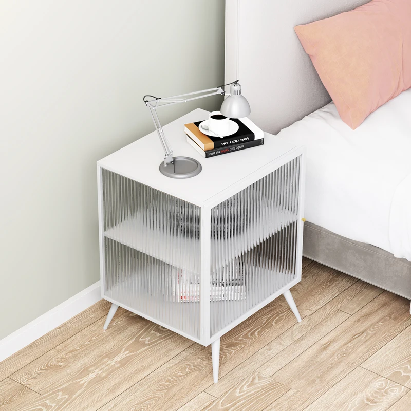 Metal Glass Nightstands, Creative Lockers, Modern Bedside Table, Storage Cabinet, Living Room Side Table,Furniture, Customized