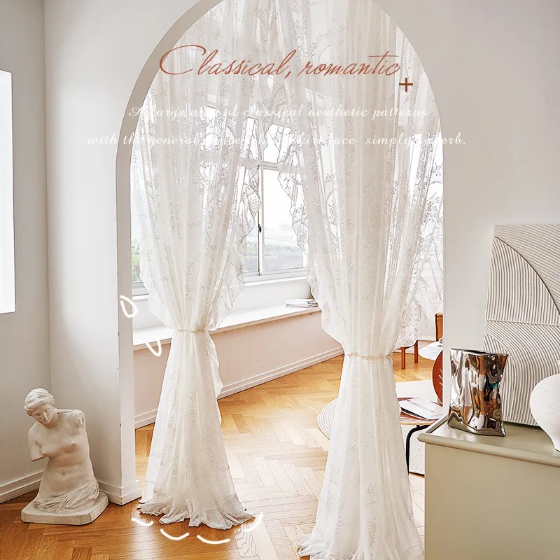 

White Embroidered Voile Curtains For Bedroom Window Curtain For Living Room Sheer Curtains Blinds Custom Made Drapes